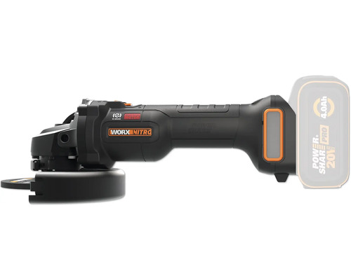 Batteridriven vinkelslip med Worx Nitro-logotyp