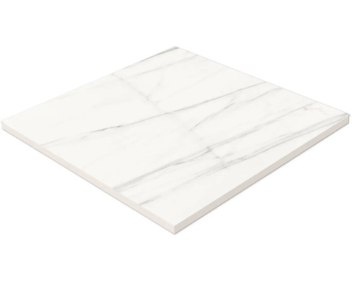 Fyrkantig vit golvplatta med marmorering