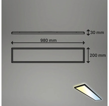 Mått på taklampan: 980 mm x 200 mm x 30 mm