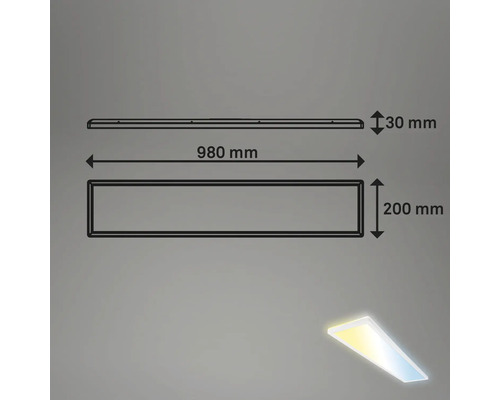 Teknisk ritning av en LED-taklampa med dimensioner