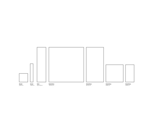 Olika kakelstorlekar för mosaik, sockel och väggplattor