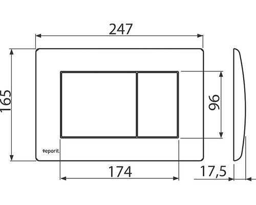 Teknisk ritning av en manöverpanel med mått