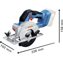 Bosch batteridriven handcirkelsåg med måtten 160 mm x 328 mm x 158 mm