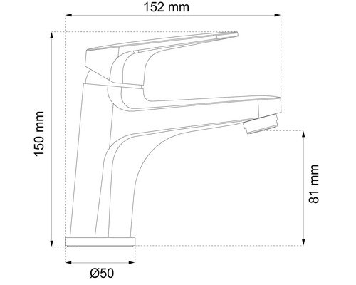 Teknisk ritning av en armatur med mått.