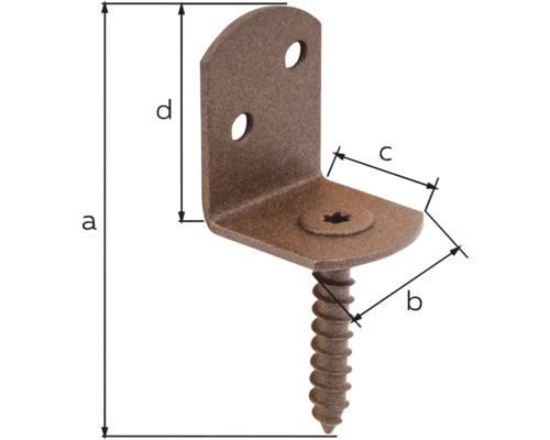 Vinkelbeslag med skruv för fastsättning av träkonstruktioner