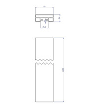 Teknisk ritning av en profil med måttangivelser