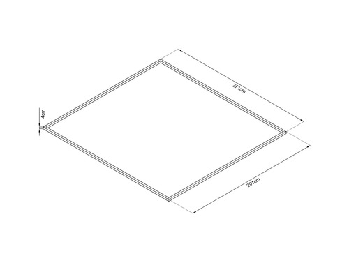 Diagram över en rektangulär ram med måtten 271 centimeter gånger 291 centimeter och en ramtjocklek på 4 centimeter.