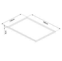 Teknisk ritning av en ram med måtten 130 gånger 190 centimeter och en rambredd på 4 centimeter