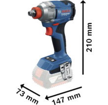 Bosch GDX 18V-285 sladdlös mutterdragare med måtten 210 mm höjd, 147 mm längd och 73 mm bredd