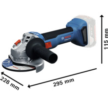 Bosch Professional batteridriven vinkelslip med dimensioner