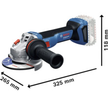 Bosch batteridriven vinkelslip med måtten 265 mm, 325 mm och 118 mm