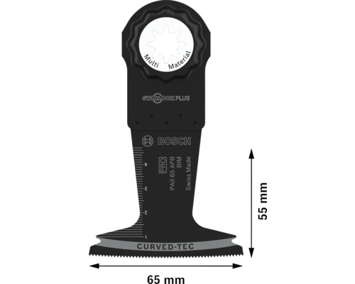 Bosch multisågblad med Starlock Plus-fäste och Curved Tec-teknik, 65 mm bred och 55 mm hög