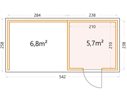 Planritning med måtten för ett trädgårdshus