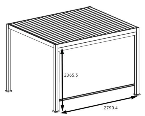 Illustration av ett terrasstak med måtten 2365,5 och 2790,4.