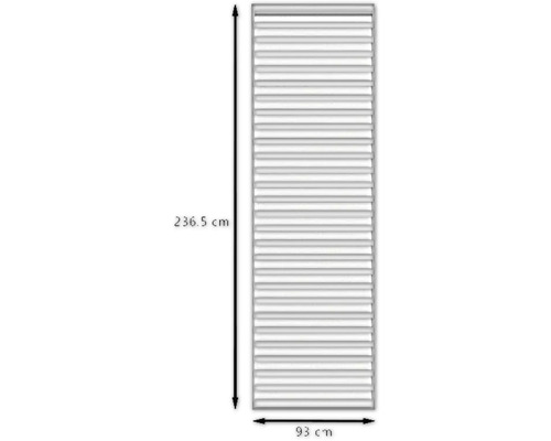 Bild av ett persiennelement med måtten 236,5 cm högt och 93 cm brett.