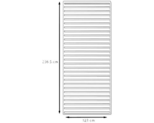 Radiatorskydd med måtten 236,5 cm gånger 123 cm.