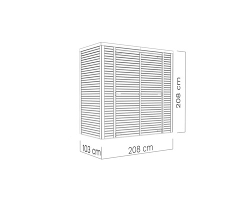 Trädgårdsskåp med måtten 208 x 208 x 103 centimeter
