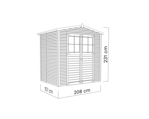 Trädgårdshus med måtten 157 cm x 208 cm x 231 cm