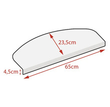 Ritning av en fönsterbräda med dimensioner: 65 cm lång, 23,5 cm djup och 4,5 cm hög
