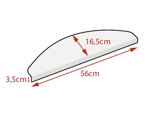 Hylla med måtten 56 cm längd, 16,5 cm bredd och 3,5 cm tjocklek