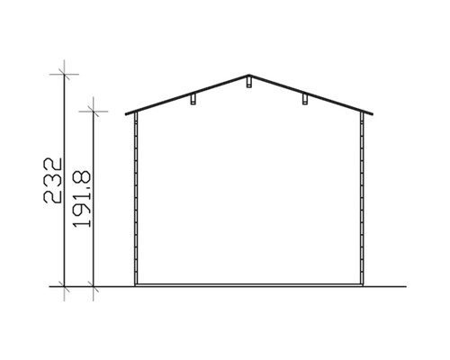 Teknisk ritning av ett trädgårdshus med mått