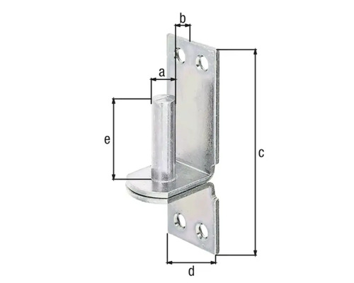 Bild av en dörrgångjärnskonstruktion med måttangivelser.