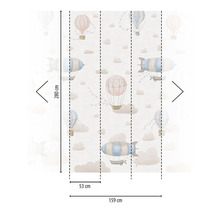Tapet med luftballonger och luftskepp, mått 280 cm hög och 159 cm bred