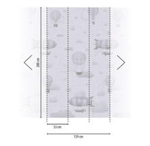 Tapet med luftskepsmotiv och måttuppgifter