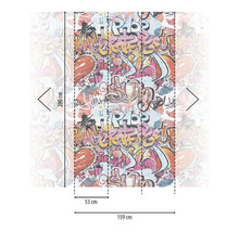 Fototapet med graffitimotiv och måttangivelser