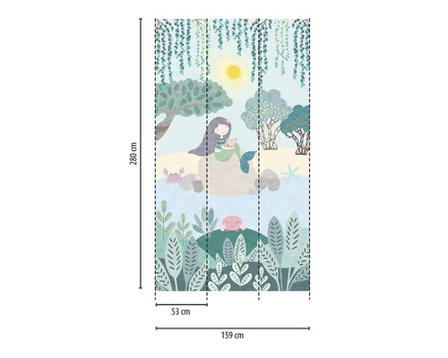 Fototapet med sjöjungfrumotiv och storleksinformation