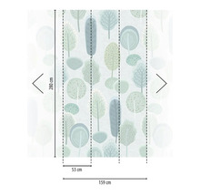 Fototapet med trädmotiv och måttangivelser