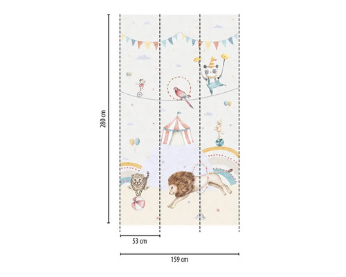 Tapet med cirkustema, mått 280 cm x 159 cm
