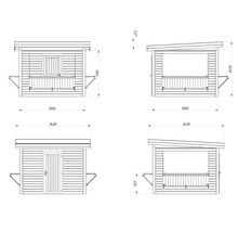 Kiosk PALMAKO Lenna 8,3m² set 306 300x300cm doppimpregnerad brun