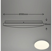 Teknisk ritning av en taklampa med en diameter på 350 mm och en höjd på 55 mm
