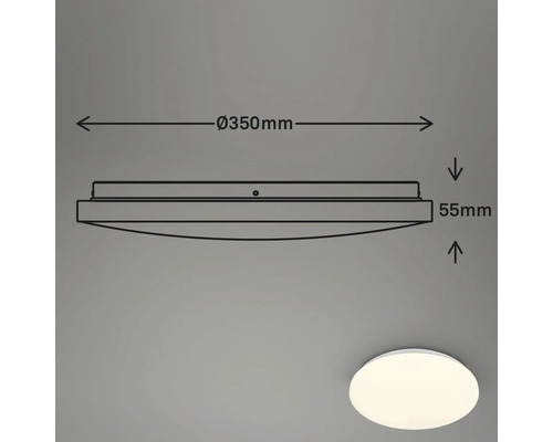 Teknisk ritning av en taklampa med en diameter på 350 mm och en höjd på 55 mm