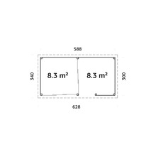 Paviljong PALMAKO Lenna Slide 16,6m² set 407 588x300cm obehandlad