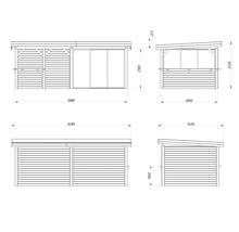 Paviljong PALMAKO Lenna Slide 16,6m² set 407 588x300cm obehandlad
