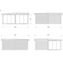 Paviljong PALMAKO Lenna Slide 24,9m² set 414 588x588cm doppimpregnerad grå