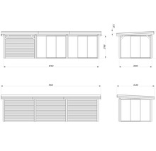 Paviljong PALMAKO Lenna Slide 24,9m² set 418 876x300cm obehandlad