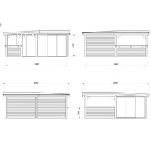 Paviljong PALMAKO Lenna Slide 24,9m² set 423 588x588cm obehandlad
