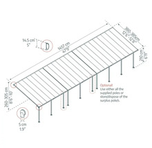 Diagram över en terrassmarkis med mått