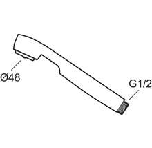 Handdusch med en diameter på 48 millimeter och en G1/2-anslutning