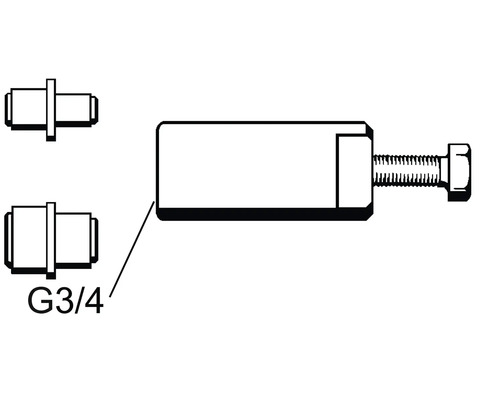 Illustration av en G3/4 tums koppling med gänga