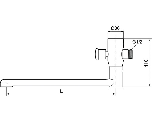 Teknisk ritning av en kran med måttangivelser