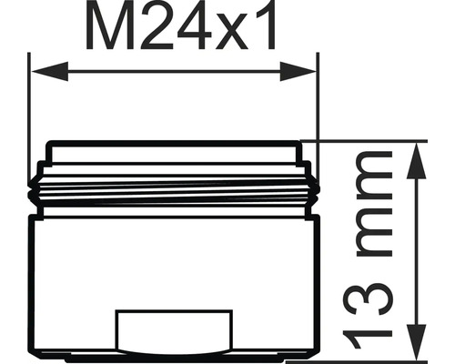 Teknisk ritning med måtten M24x1 och 13 mm