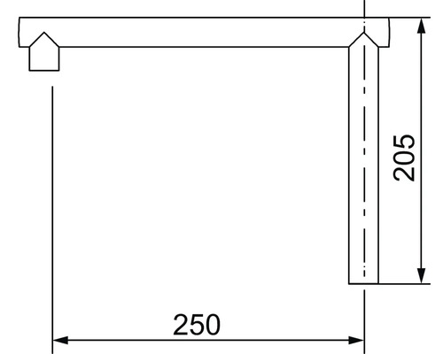 Teknisk ritning med mått: 250 och 205.