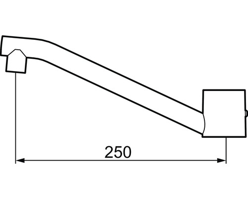 Teknisk ritning av en kranpip med mått 250