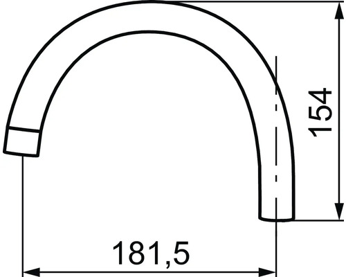 Dimensioner för pip på en kran, 154 x 181,5 mm