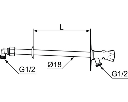 Installationsvinkel med G1/2 anslutning och 18 millimeter diameter