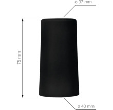 Svart möbelbenskydd, diameter upptill 37 mm, diameter nedtill 40 mm, höjd 75 mm